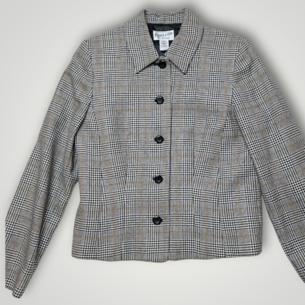 Pendleton wool button down plaid blazer jacket - image 1
